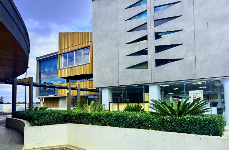 Commercial entry forecourt landscaping maintained by Holland Landscaping in Auckland