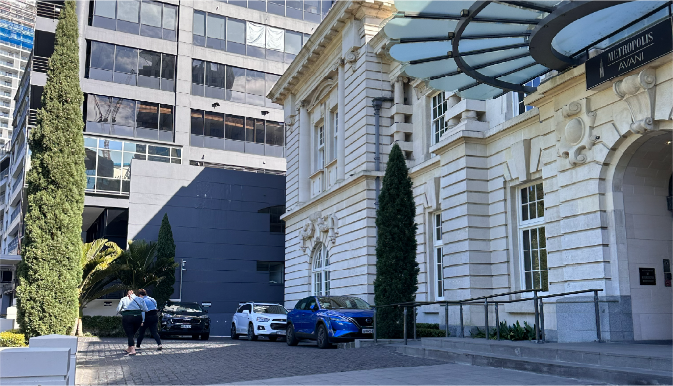 Hotel arrival forecourt landscaping by Holland Landscaping in Auckland