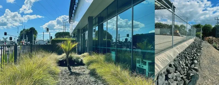 James Hardie commercial landscaping site in Auckland by Holland Landscaping