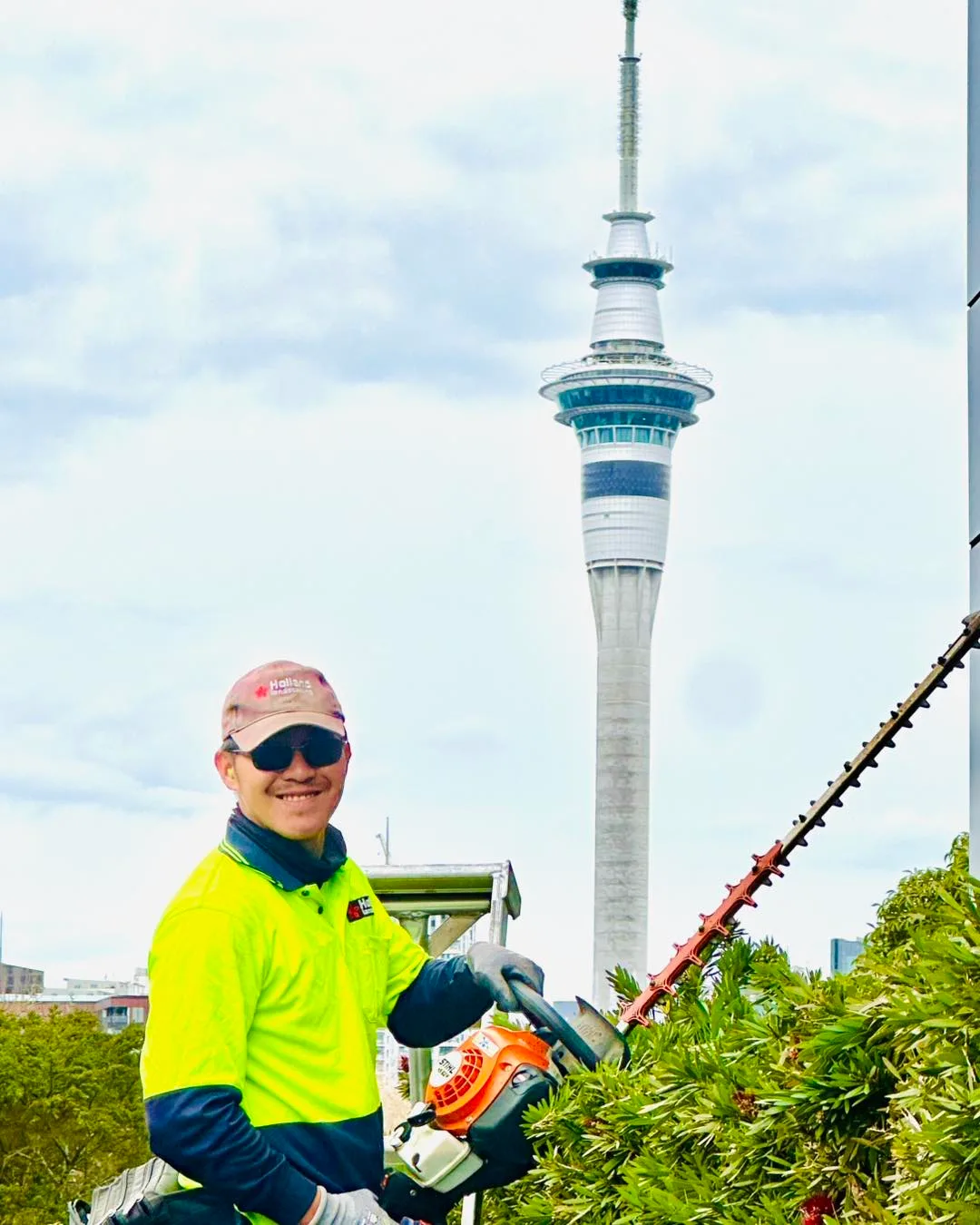Auckland Sky Tower and cityscape, where Holland Landscaping operates